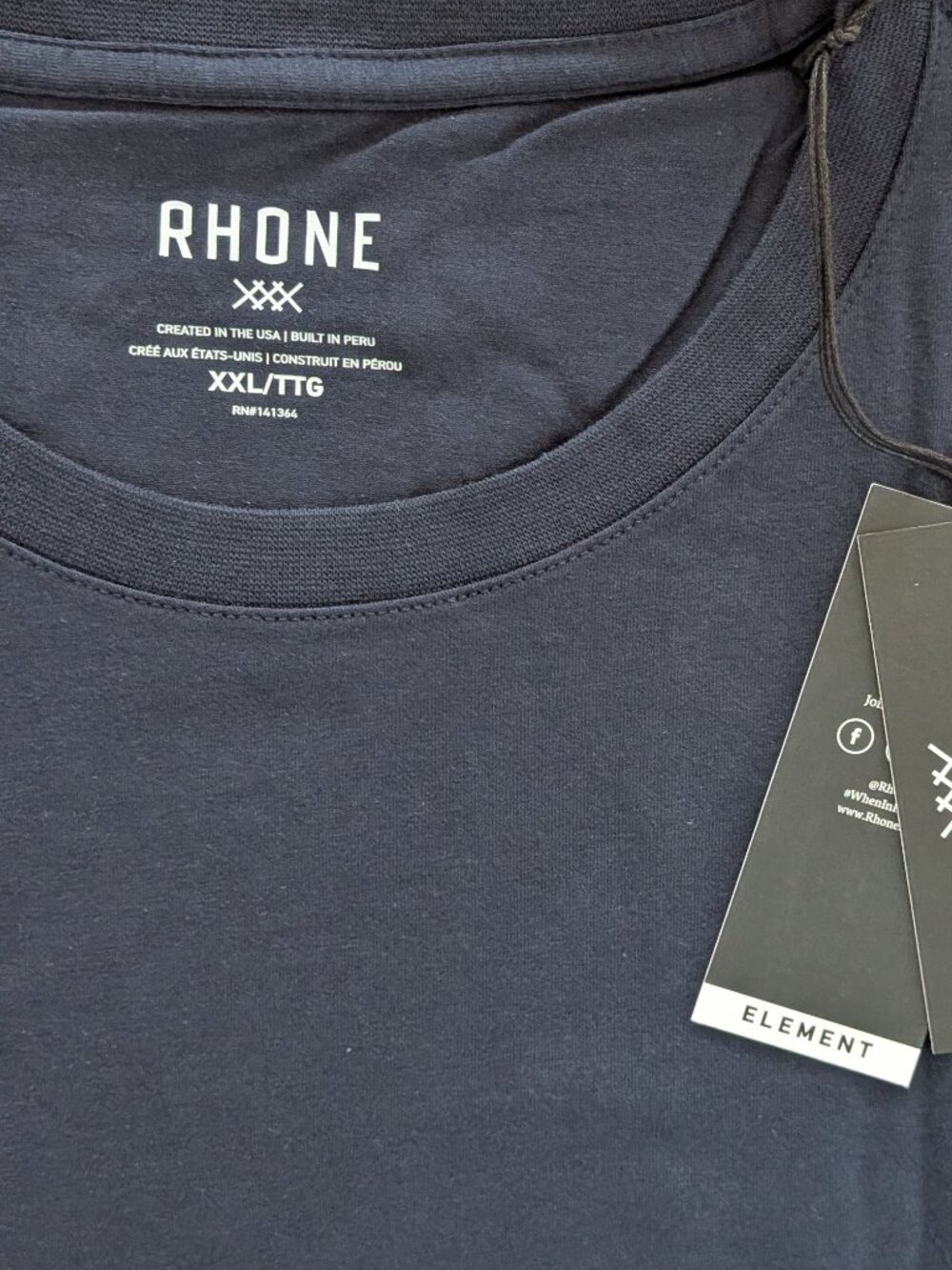 NWT Rhone Element Navy XXL Crew Neck GoldFusion Anti-Odor - Picture 3 of 7